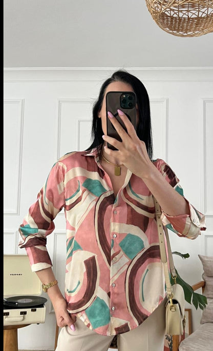 Printed satin shirt