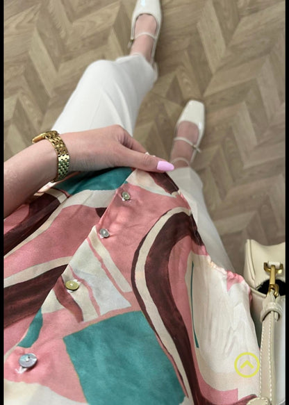 Printed satin shirt
