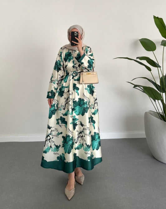 Printed satin dress