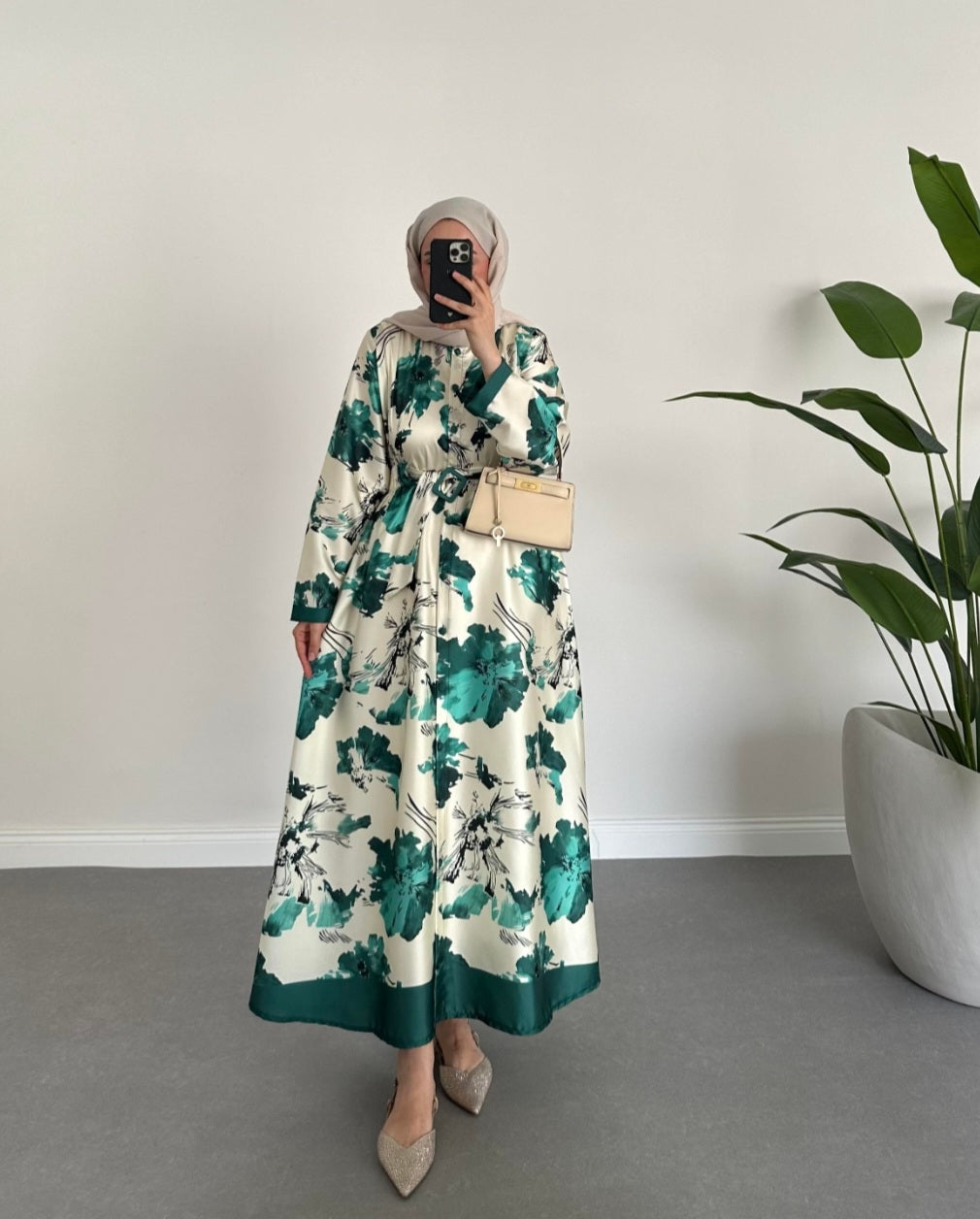 Printed satin dress