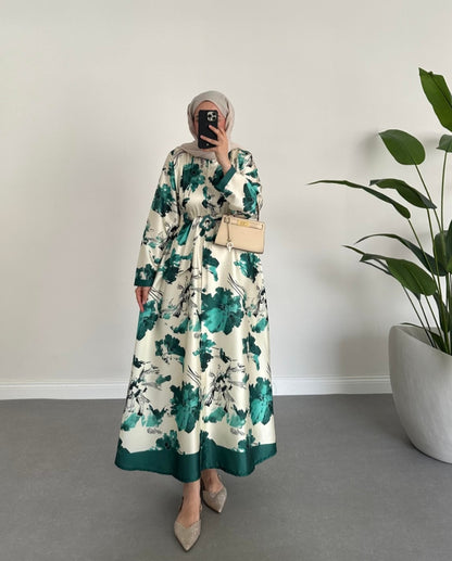 Printed satin dress