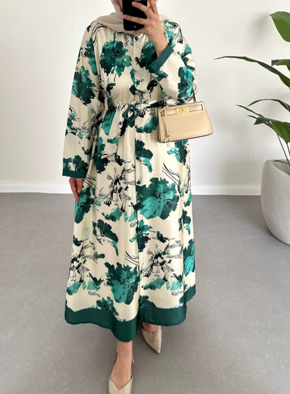Printed satin dress