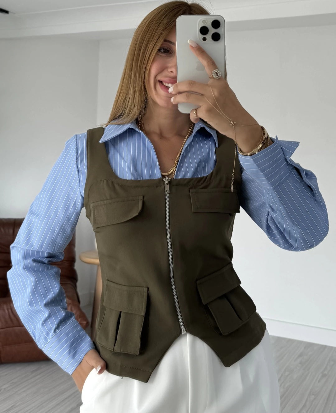 Shirt with attached vest