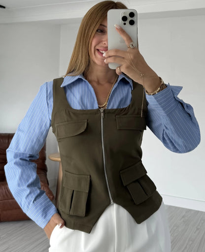 Shirt with attached vest