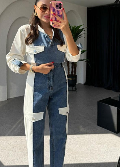 French cotton set with jeans details