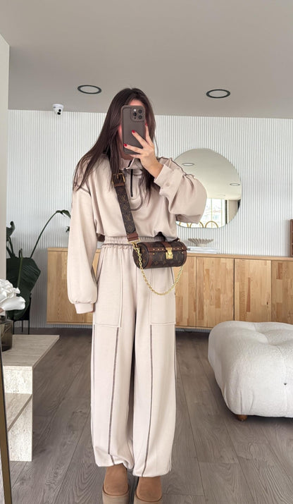 Oysho fabric tracksuit with stitching details