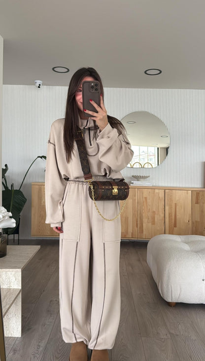 Oysho fabric tracksuit with stitching details
