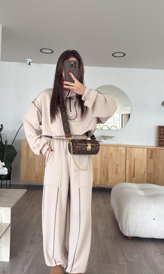 Oysho fabric tracksuit with stitching details