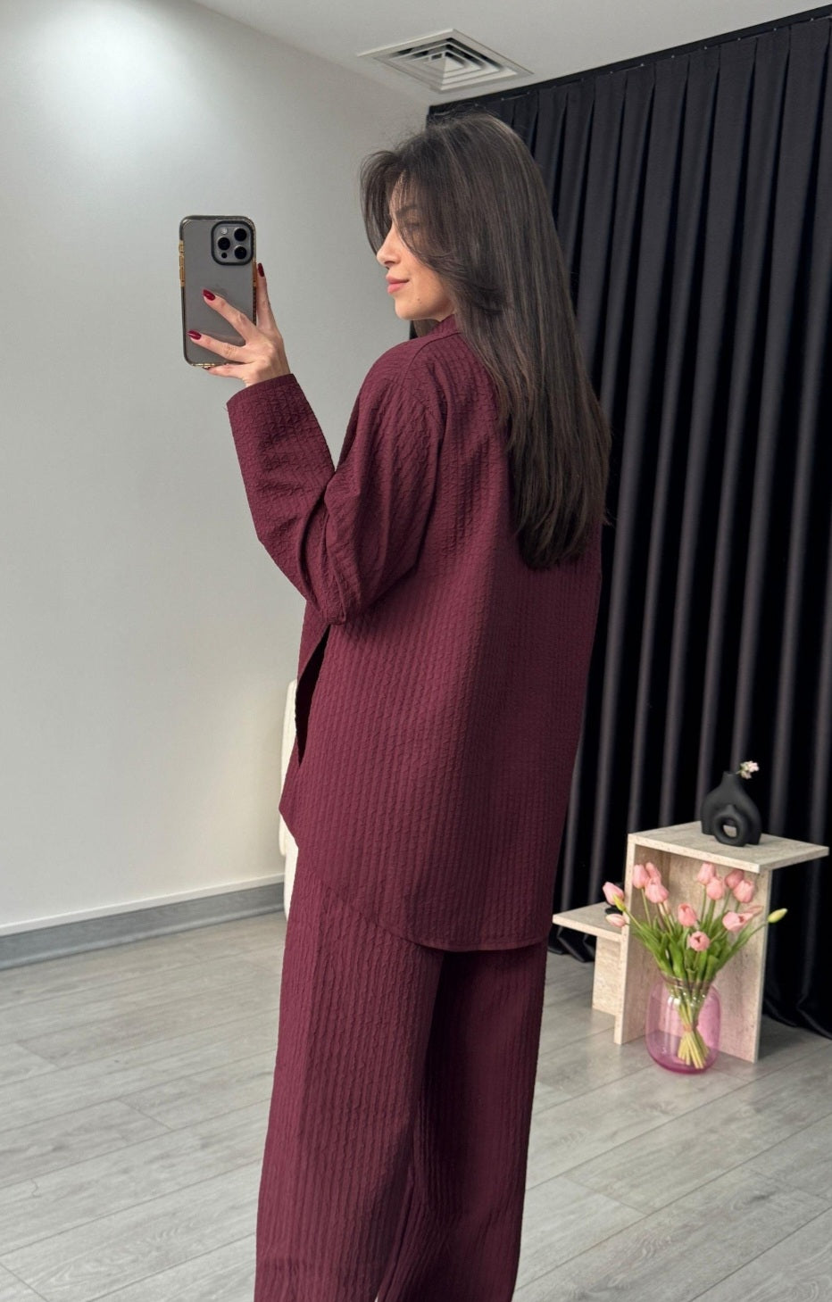 patterned side tied kimono co-ord set
