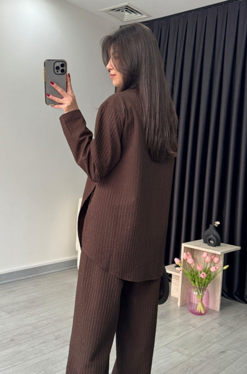 patterned side tied kimono co-ord set