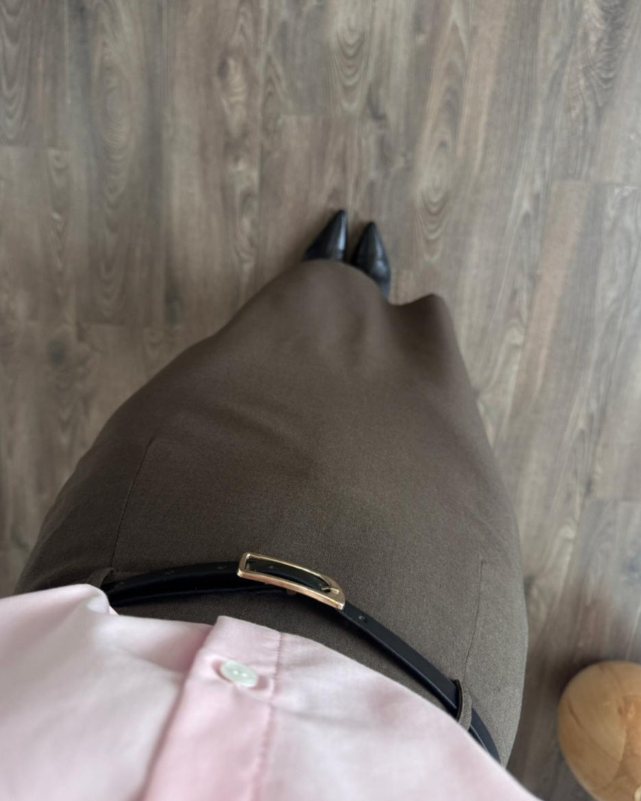 Belted midi skirt