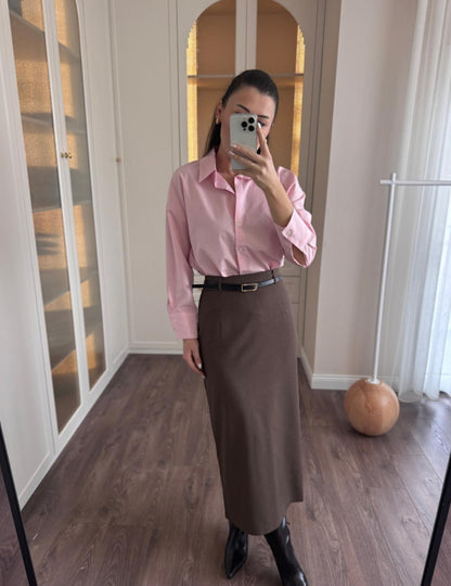 Belted midi skirt