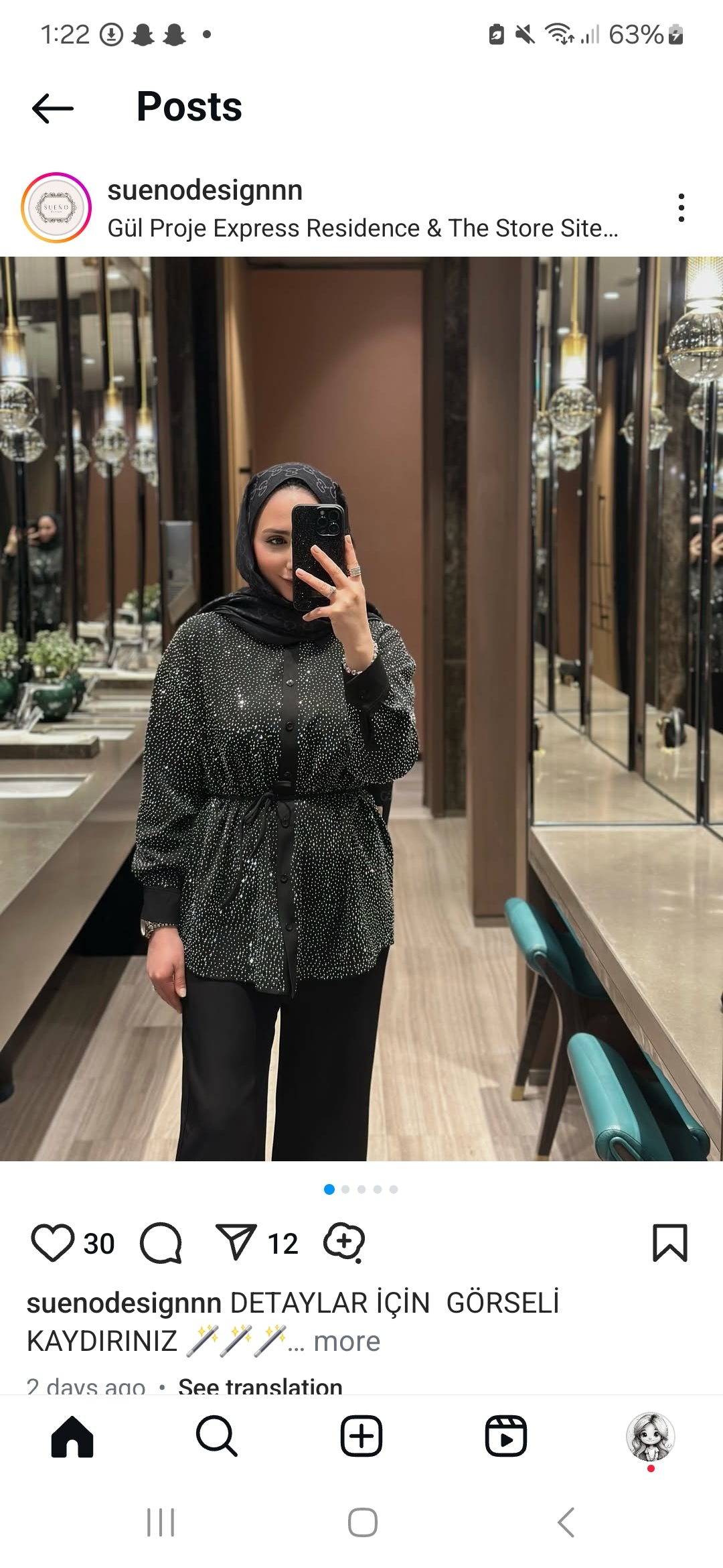 Oversized shirt studded with rhinestones co-ord set