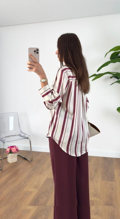Striped satin shirt