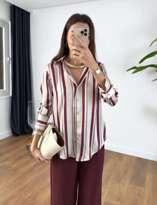 Striped satin shirt