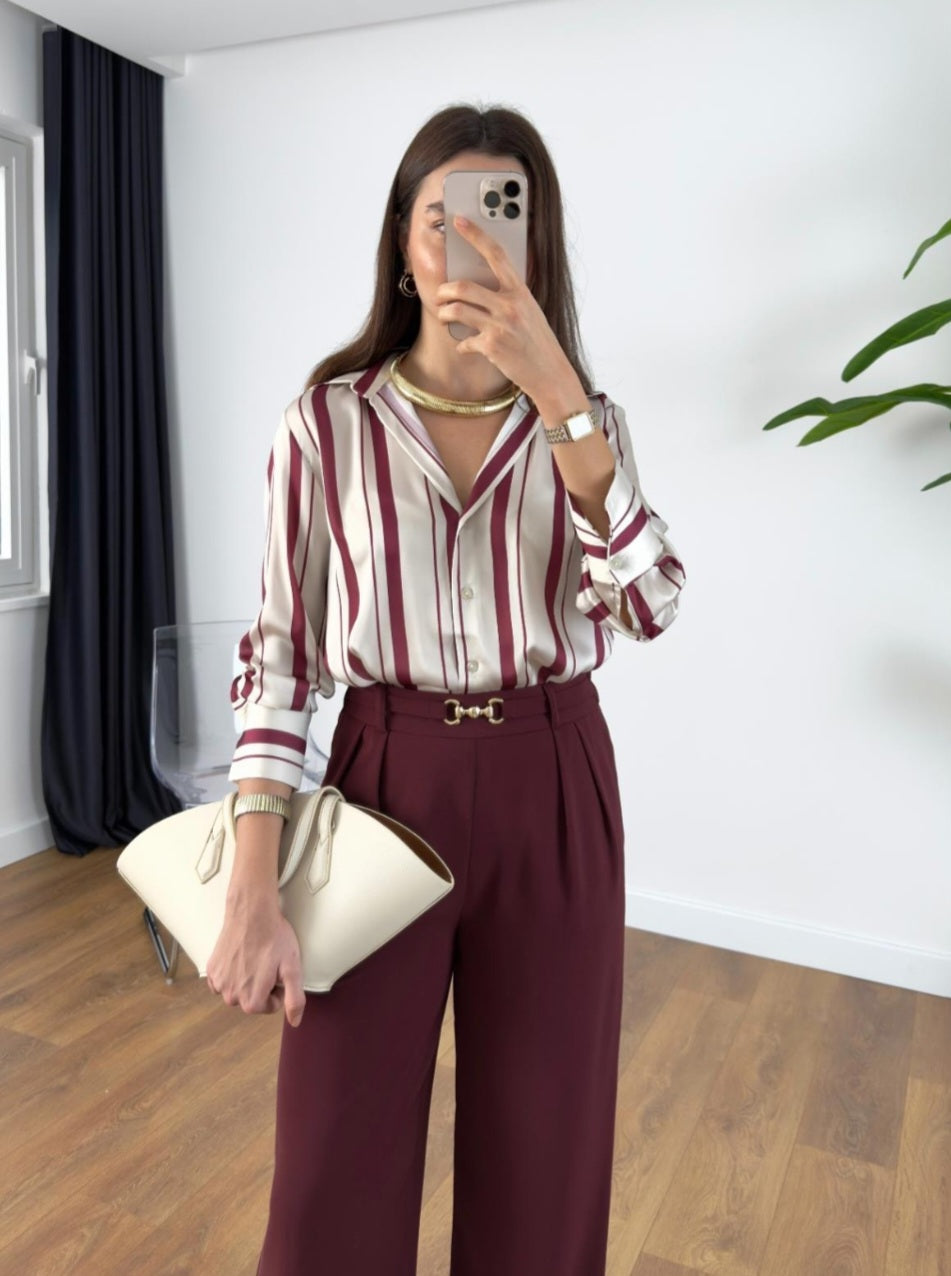 Striped satin shirt