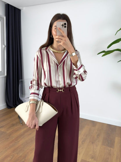 Striped satin shirt