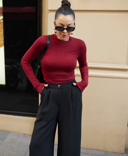 Cropped blazer, wide leg trouser suit