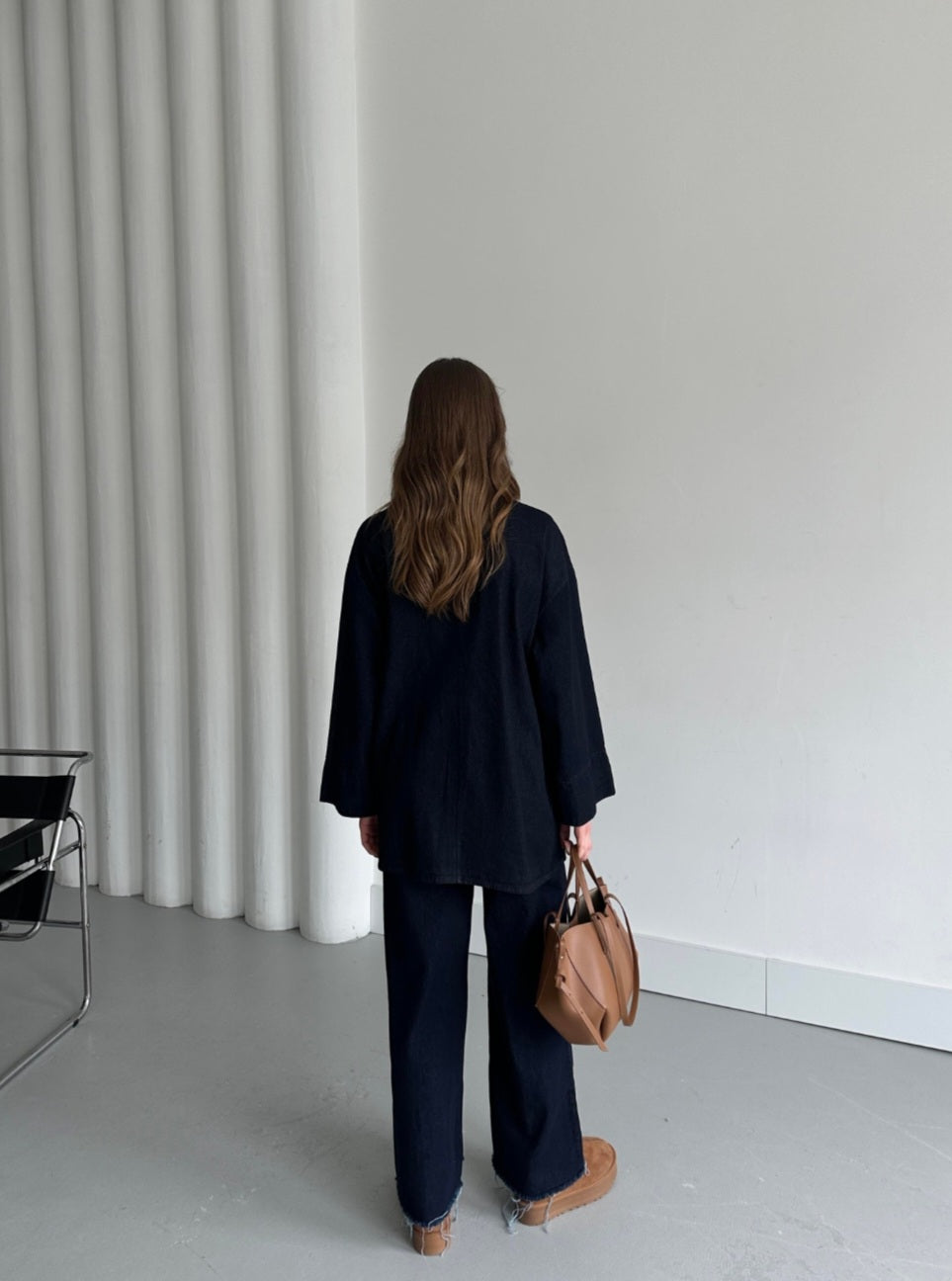 Double-breasted kimono jeans co-ord set