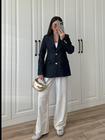 Gold button Jeans blazer