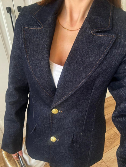 Gold button Jeans blazer