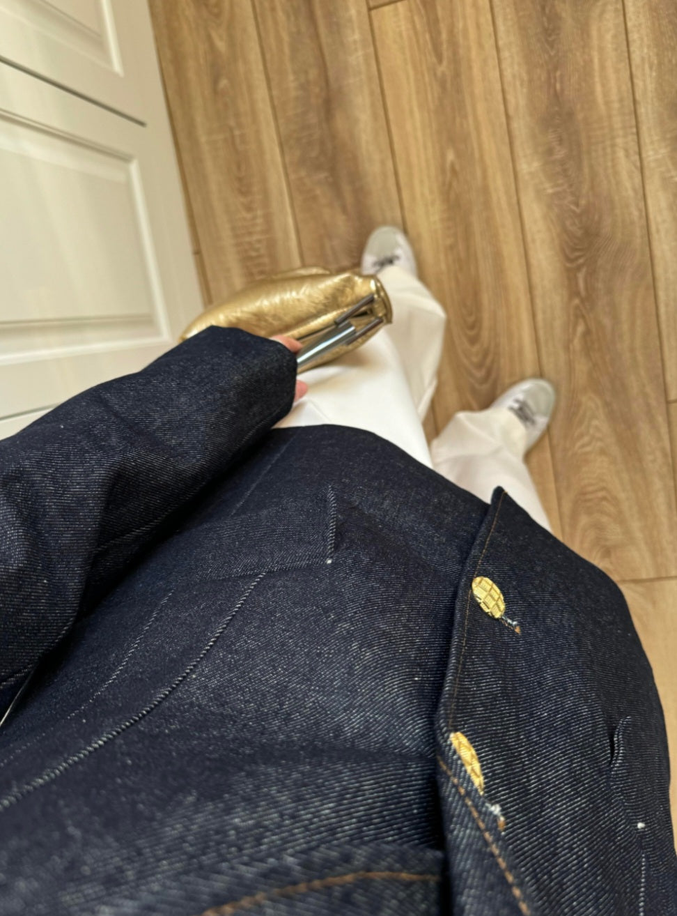 Gold button Jeans blazer