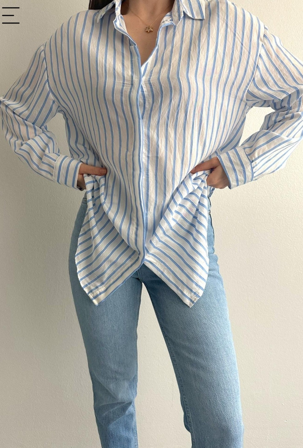 Striped Rayon oversized shirt