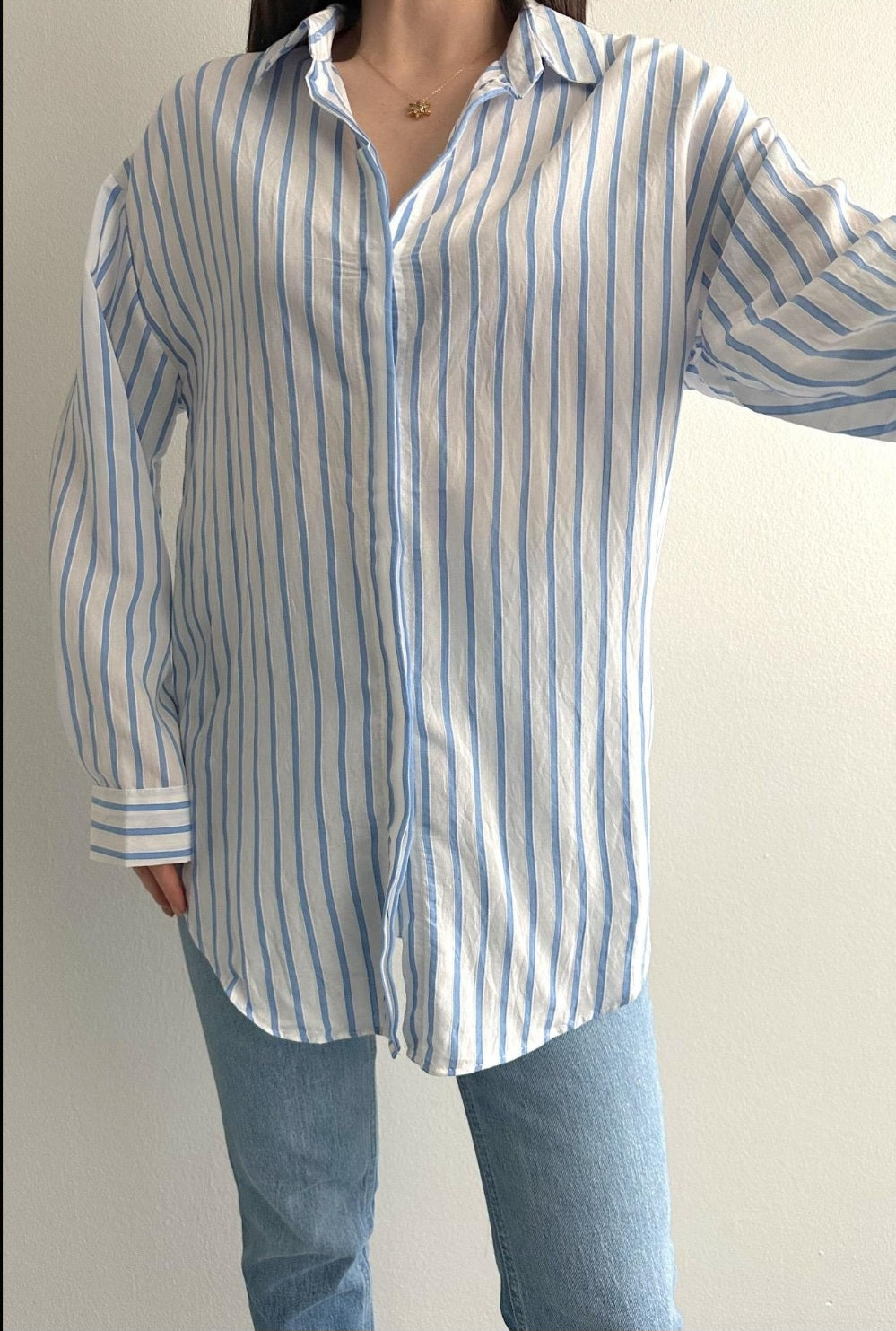 Striped Rayon oversized shirt