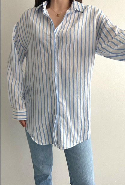 Striped Rayon oversized shirt