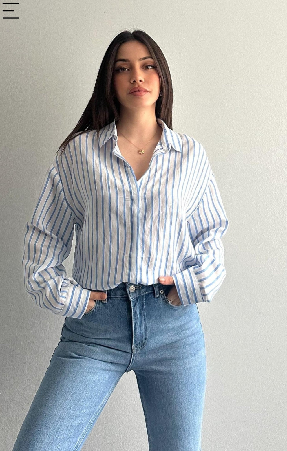 Striped Rayon oversized shirt
