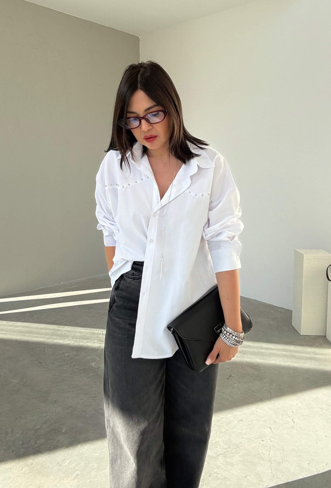 Oversized studded shirt