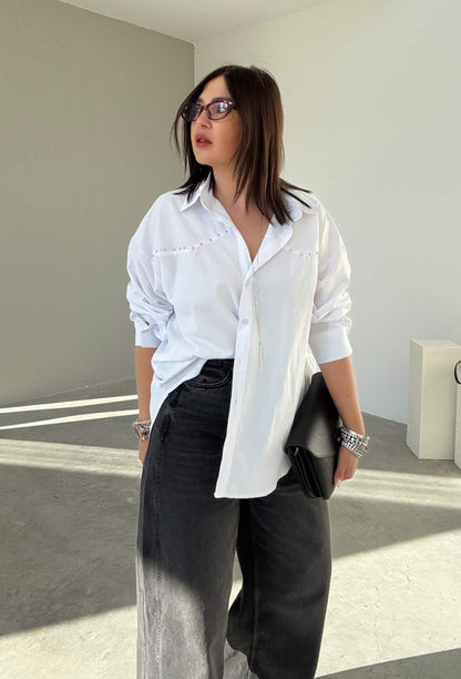 Oversized studded shirt