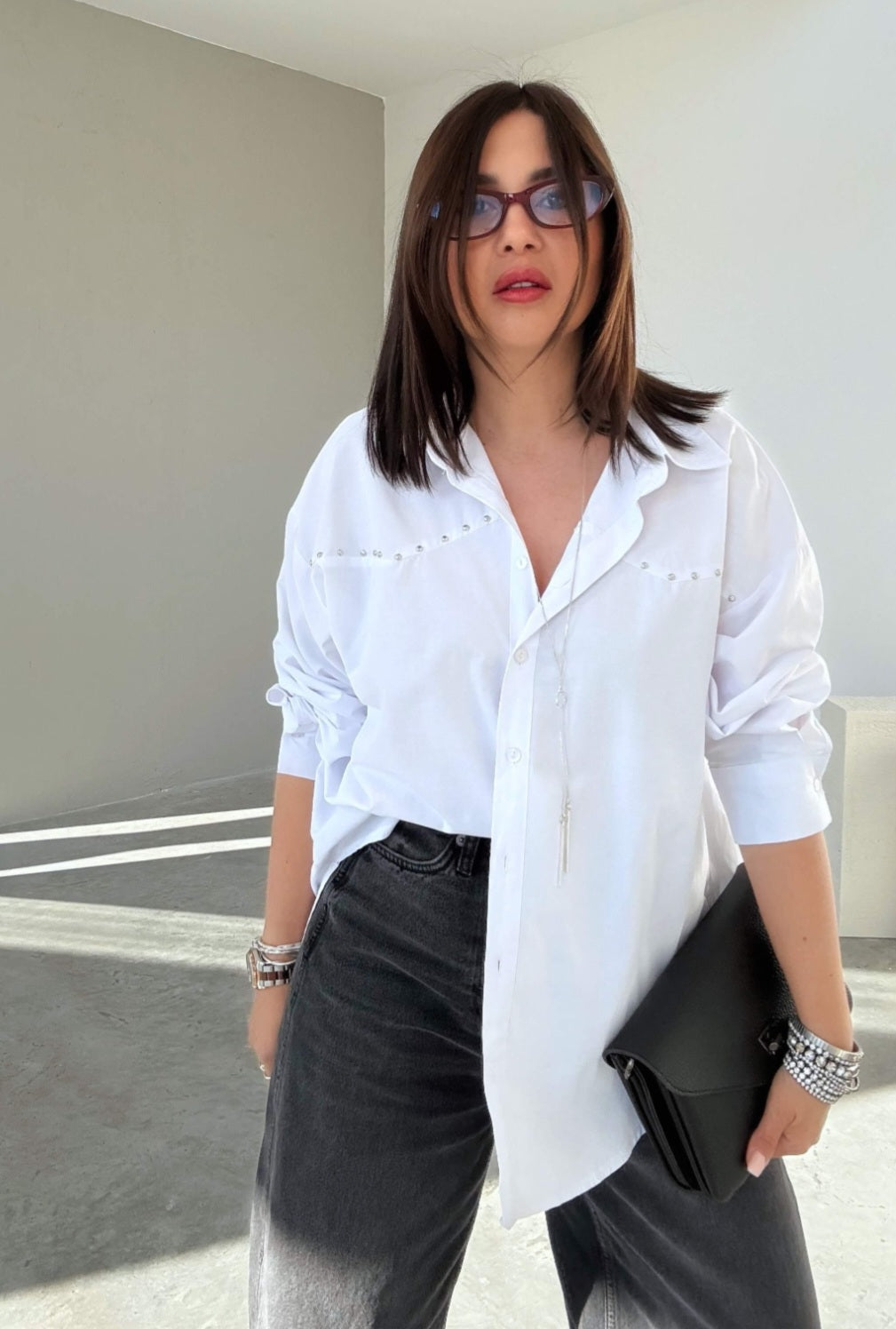 Oversized studded shirt