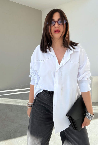 Oversized studded shirt