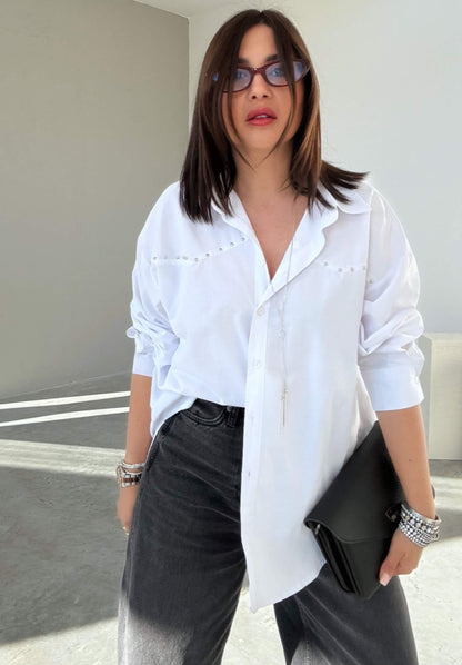 Oversized studded shirt