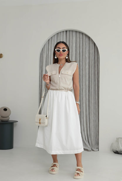 Contrast poplin dress