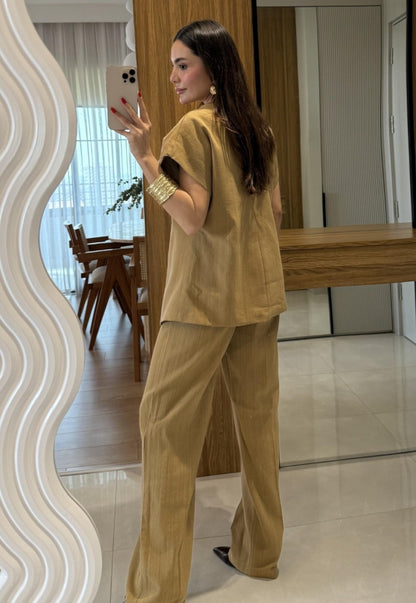 Sleeveless linen set