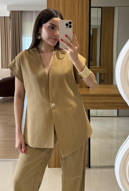 Sleeveless linen set