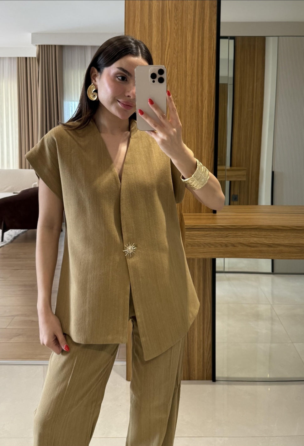 Sleeveless linen set