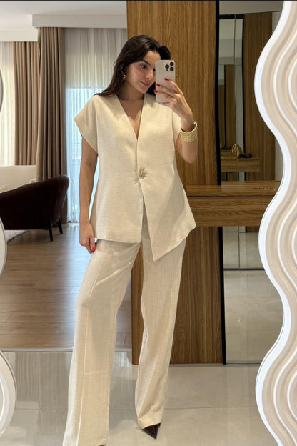 sleeveless Linen set