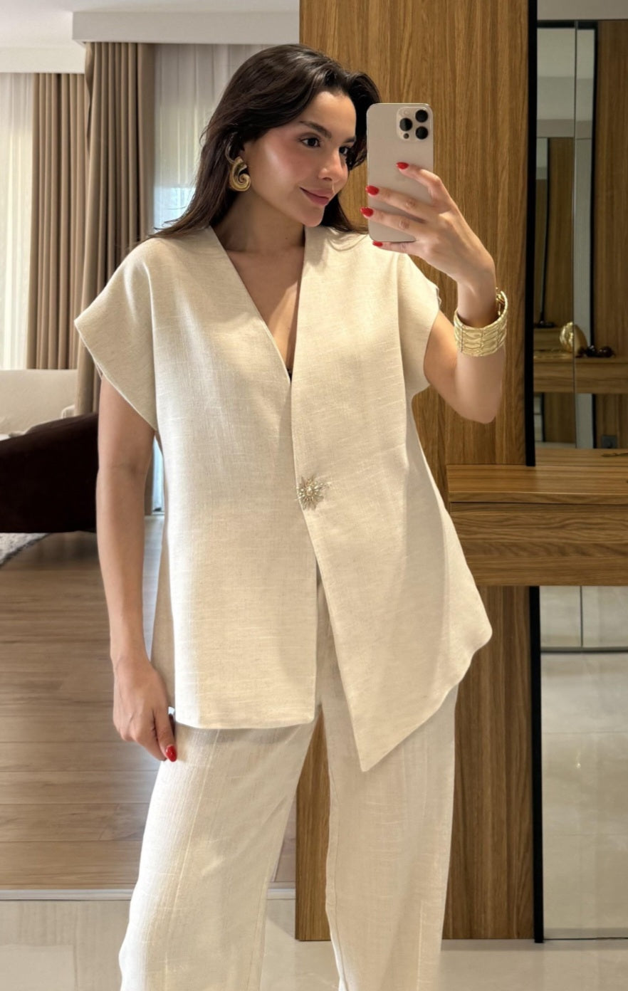 sleeveless Linen set