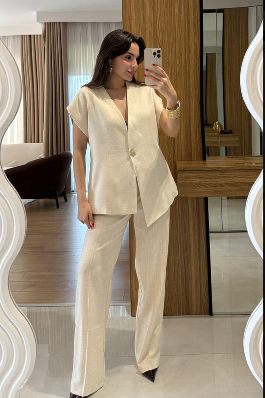 sleeveless Linen set
