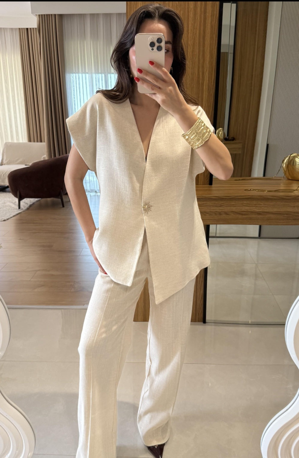 sleeveless Linen set