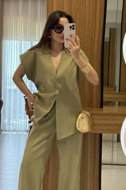 Sleeveless linen set