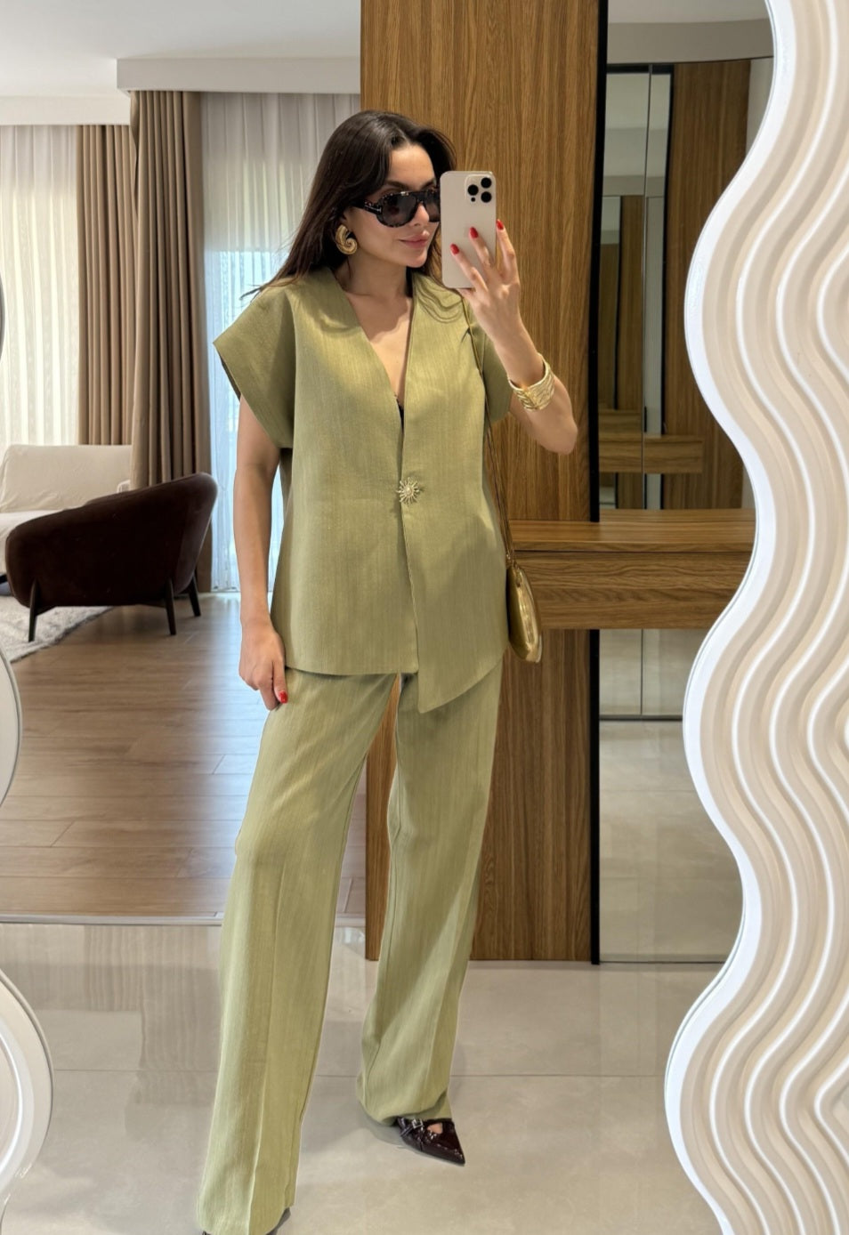 Sleeveless linen set