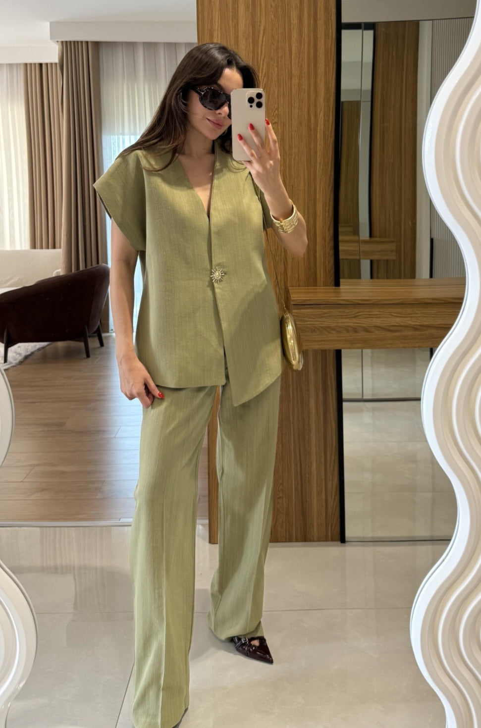 Sleeveless linen set