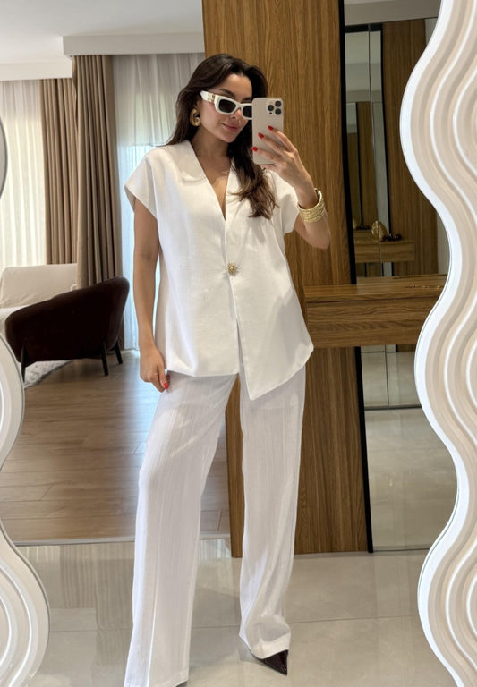 Sleeveless linen set