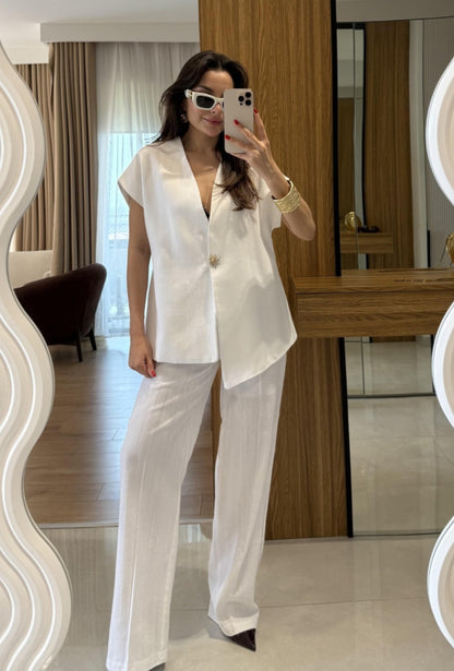 Sleeveless linen set