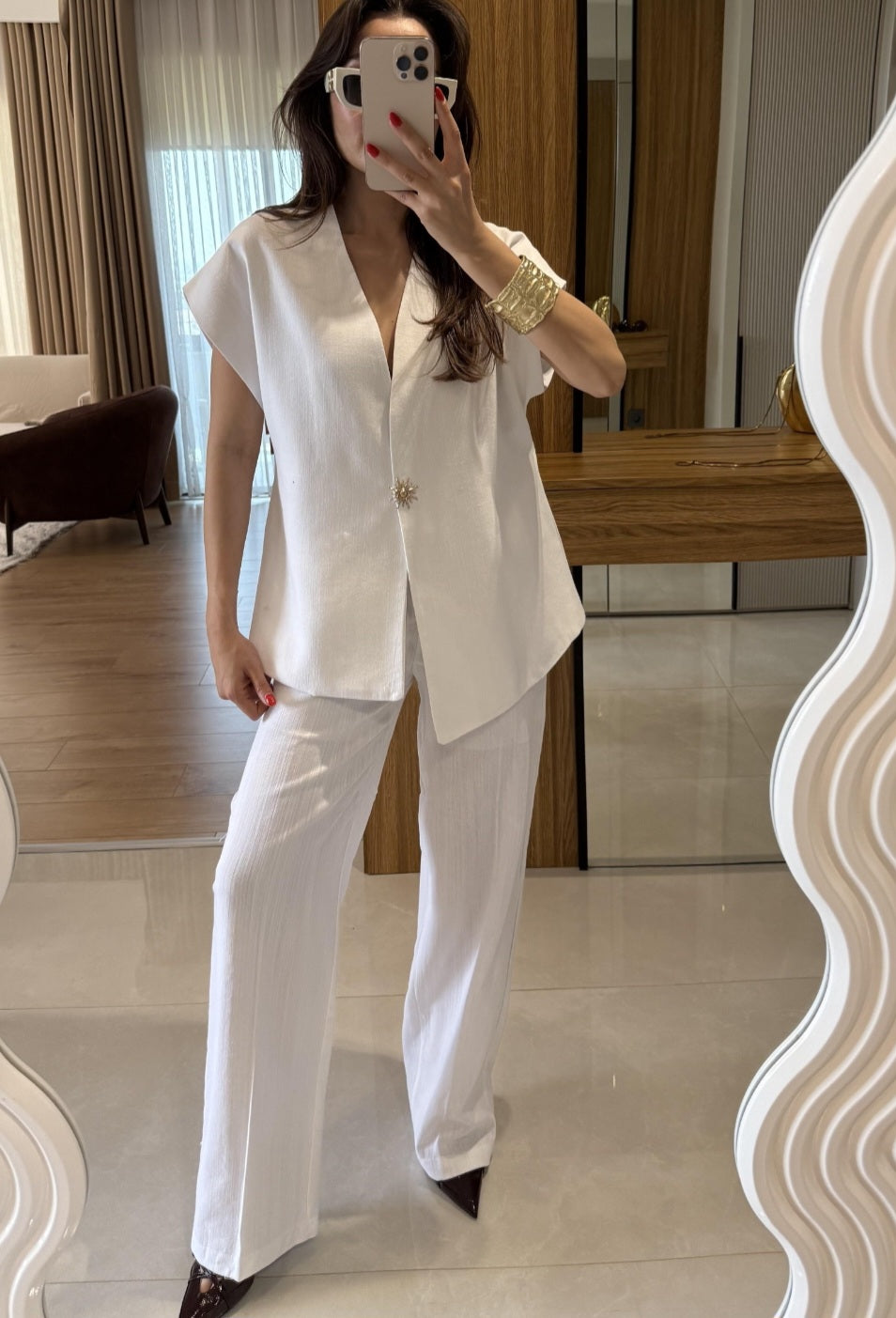 Sleeveless linen set