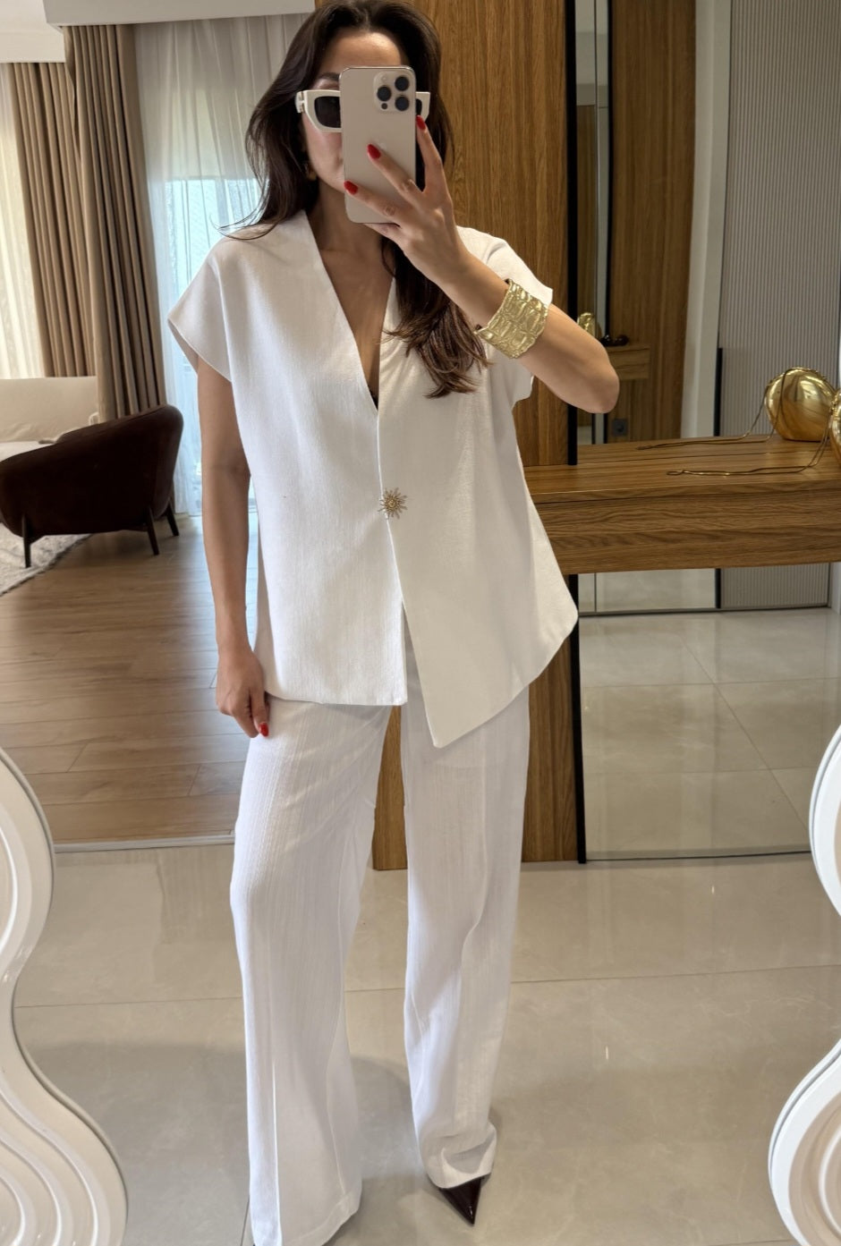 Sleeveless linen set